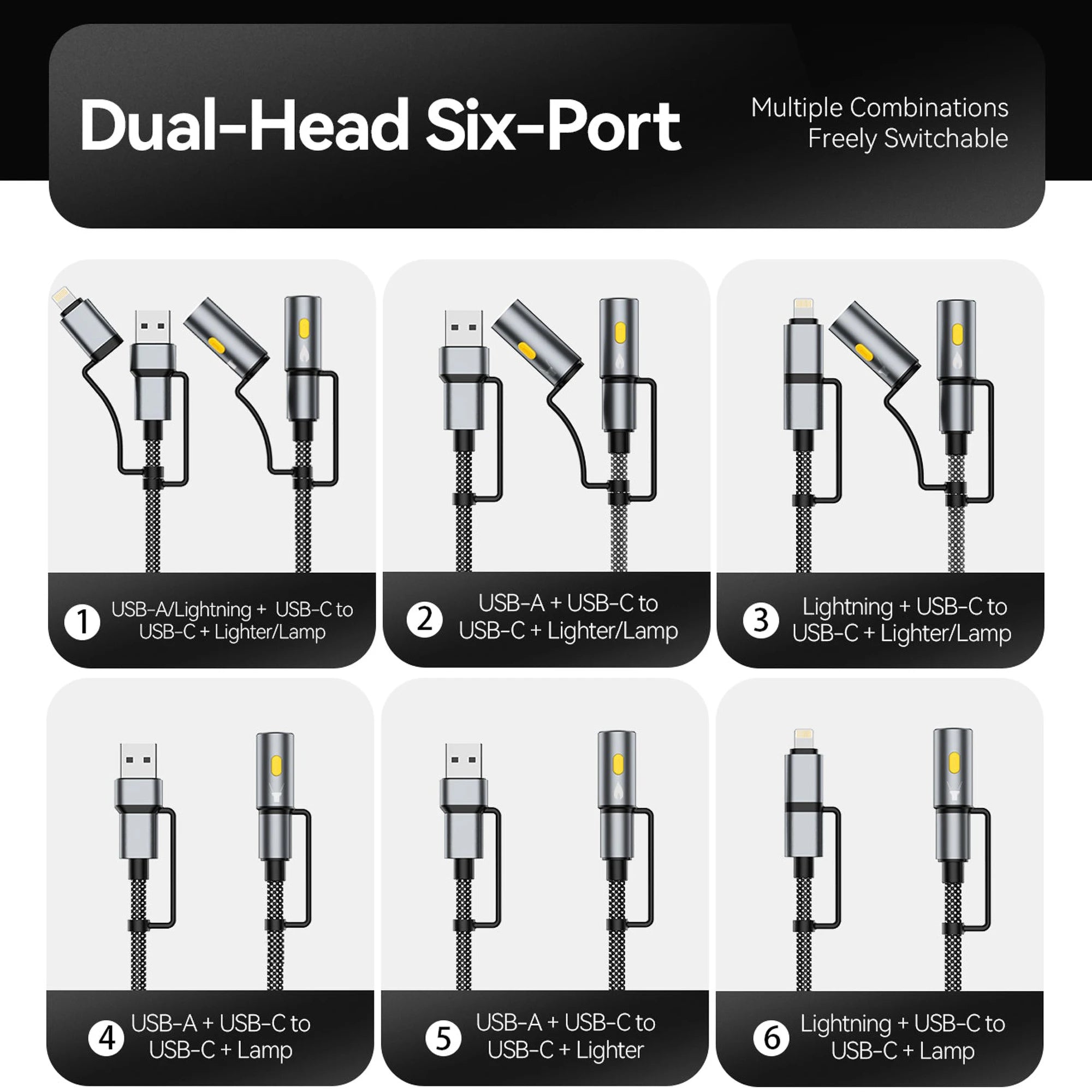 240W Multi - Functional Fast Charging Cable | Compatible with Phones, Tablets, Laptops | Supports Emergency Lighting and SOS Mode - OUTOGOO