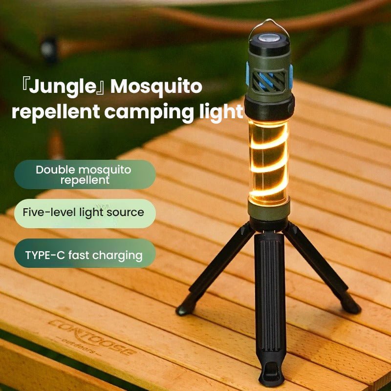 3 in 1 Camping Lantern USB Rechargeable Telescoping Tripod Outdoor Light with Triangle Bracket Flashlight for Outdoor Camping - OUTOGOO